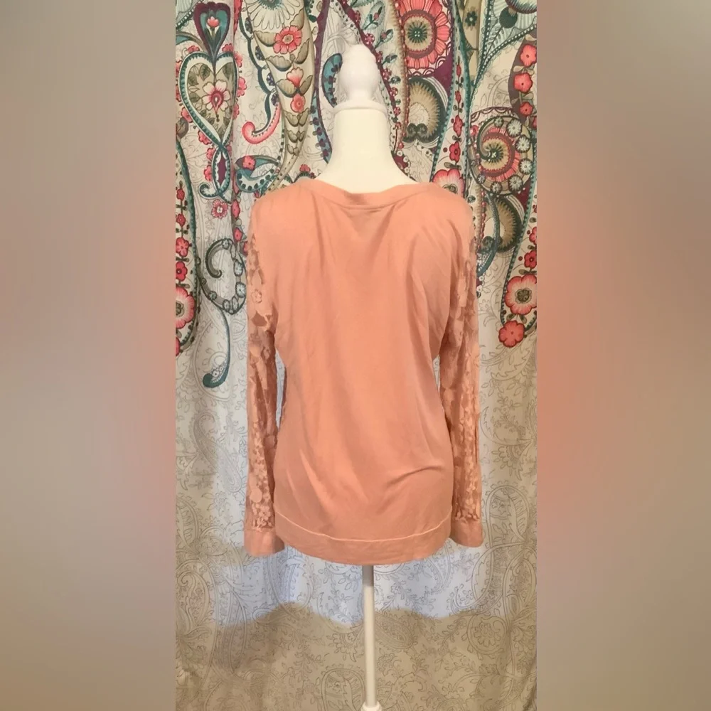 Adrianna Papell Size Medium Blush Pink Floral Lace L/S